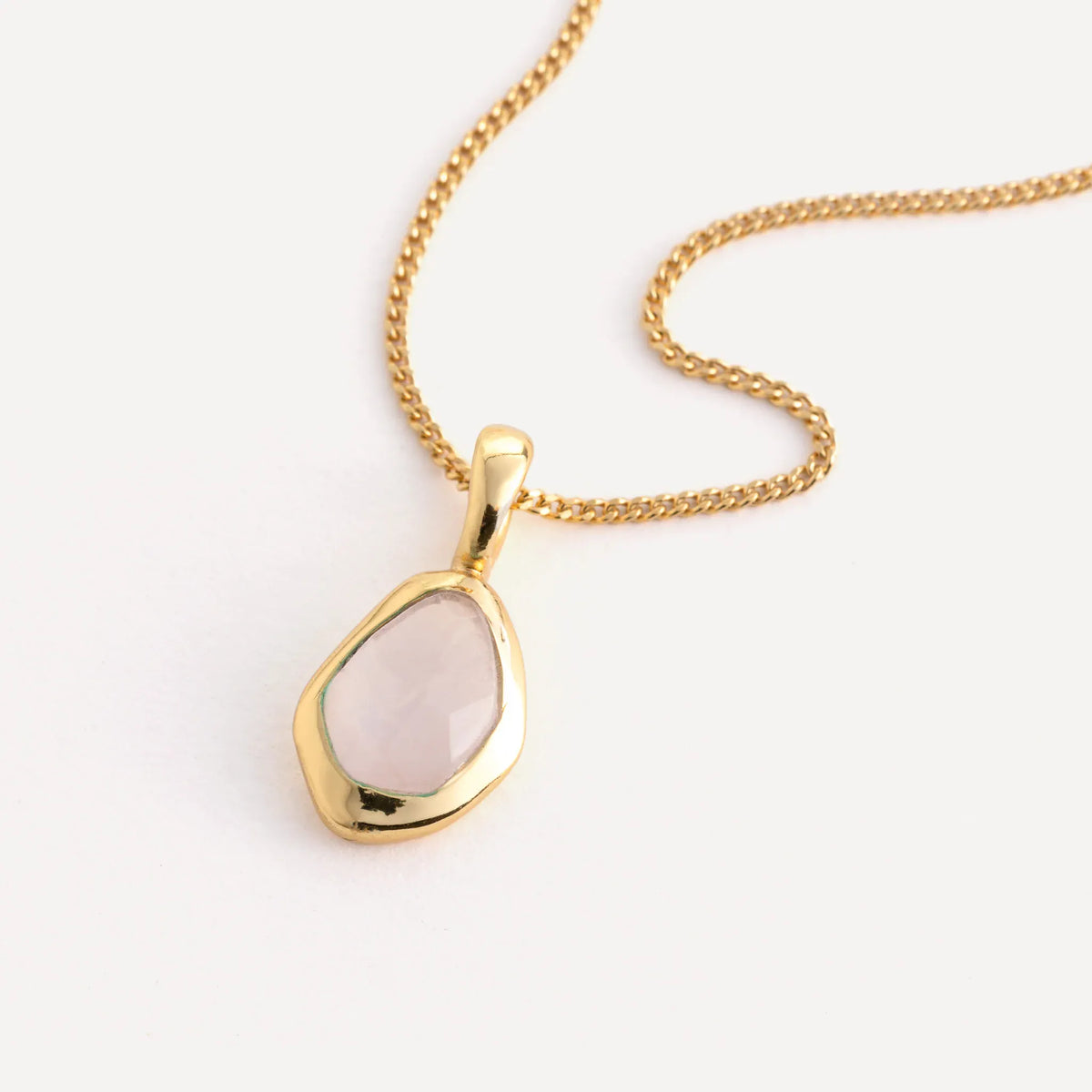 Juvi Pendants/Necklaces Stepping Stone Small Pendant | Rose Quartz & Gold Vermeil
