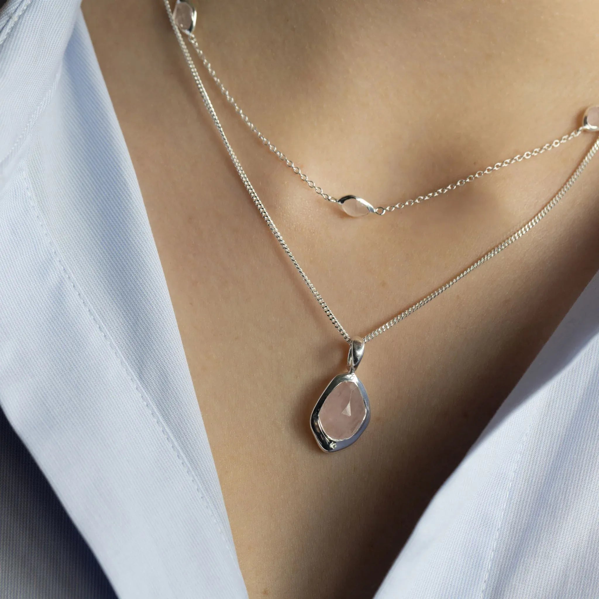 Juvi Rose Quartz | Stepping Stone Large Pendant