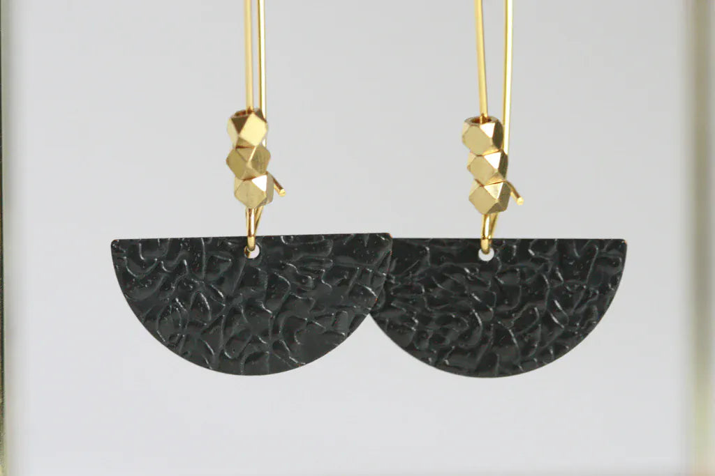 Kaiko Black & Brass | Moon Earrings