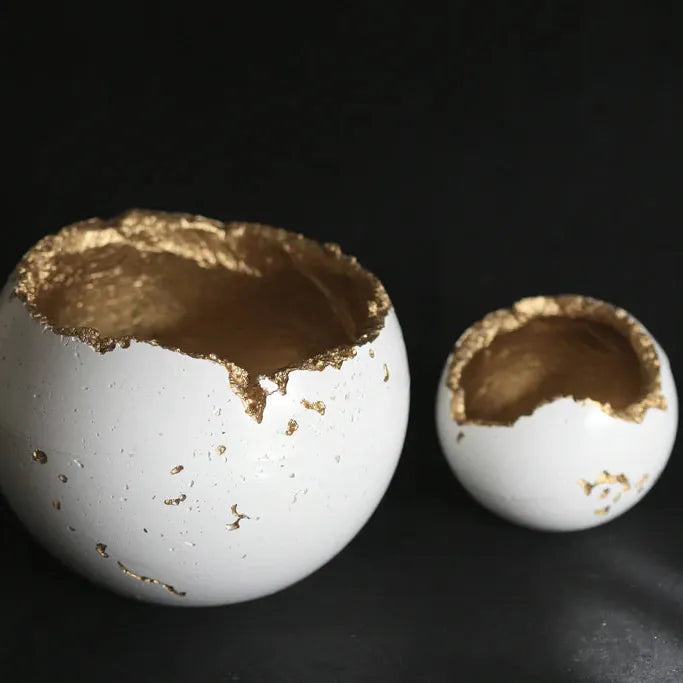 Kaiko Homewares White & Gold | Concrete Bowl