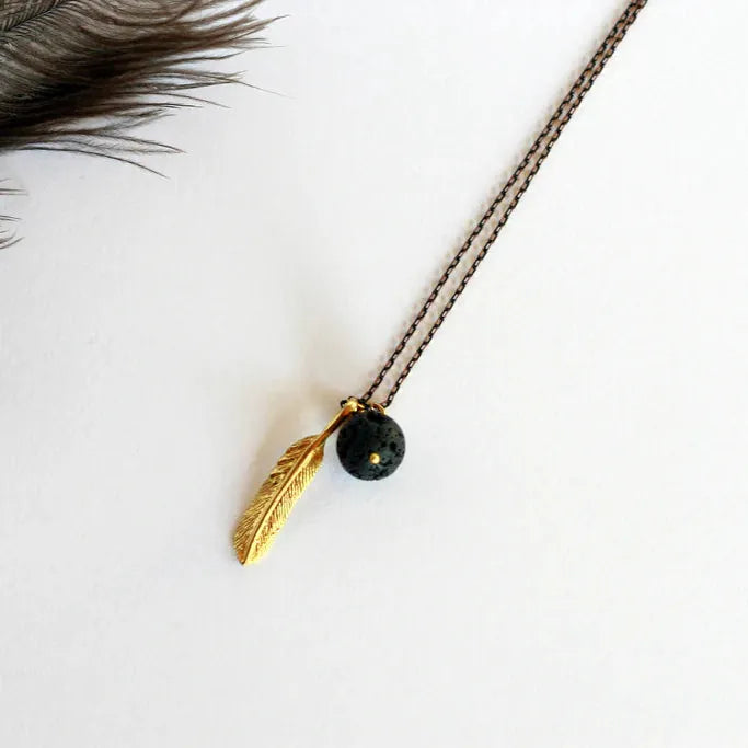Kaiko Lava Aromatherapy | Feather Necklace