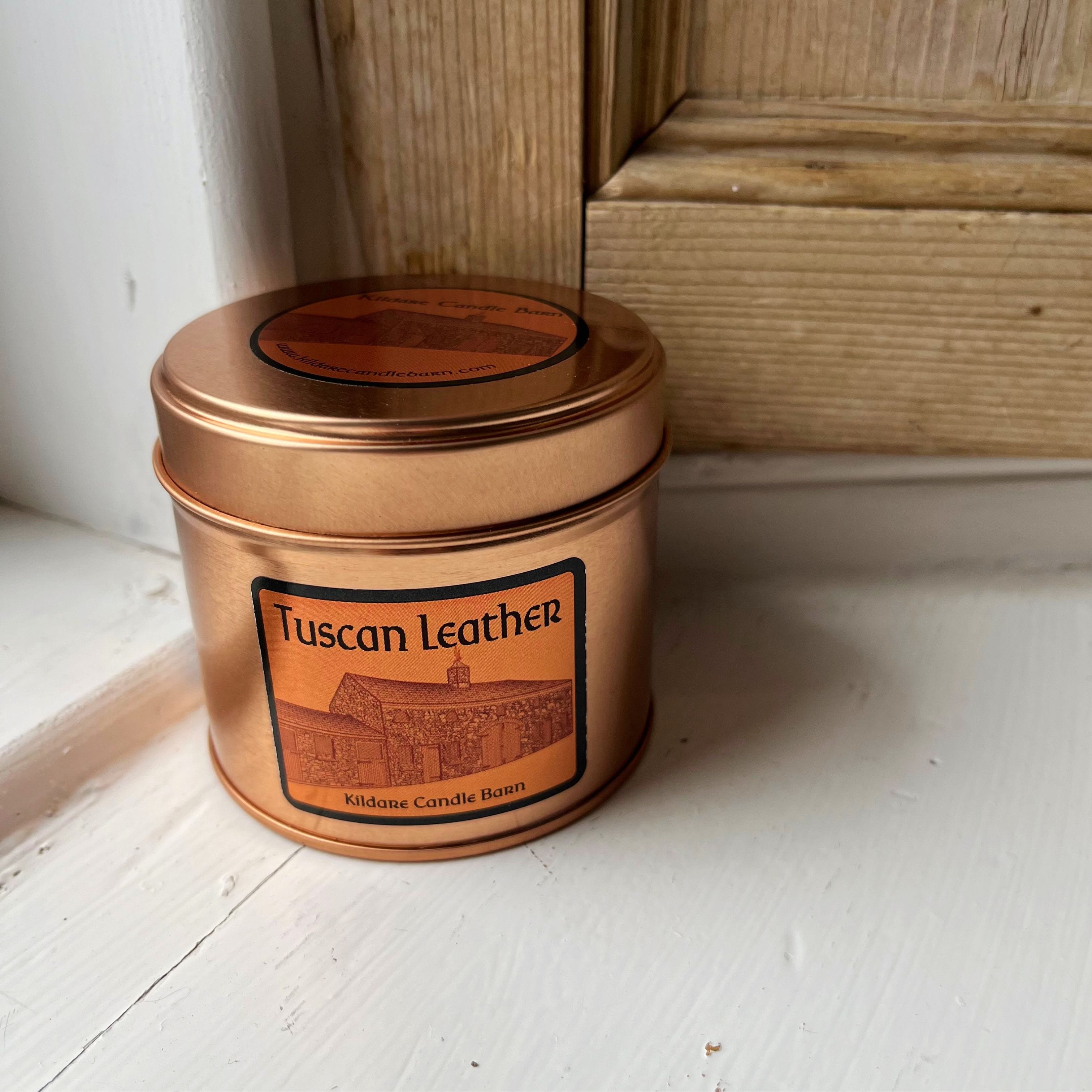 Kildare Candle Barn Tuscan Leather | Soy Wax Candle