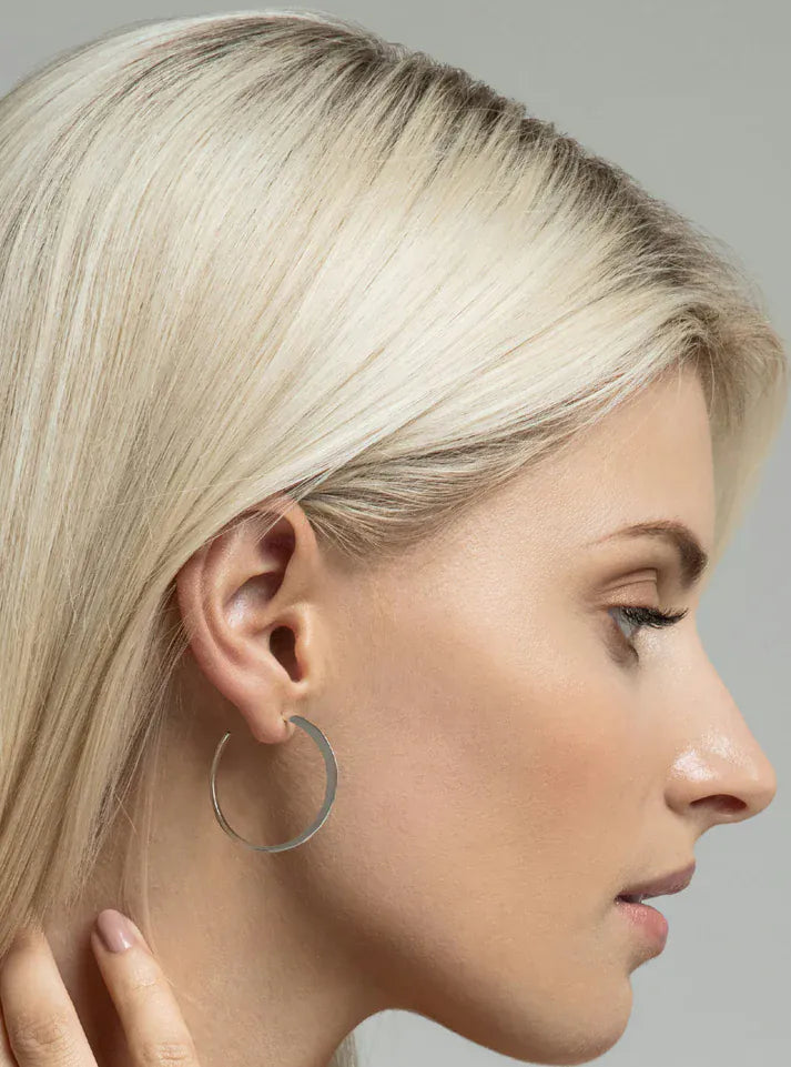 Lynsey De Burca Earrings Ciorcail | Sterling Silver Flat Large Hoop Earrings