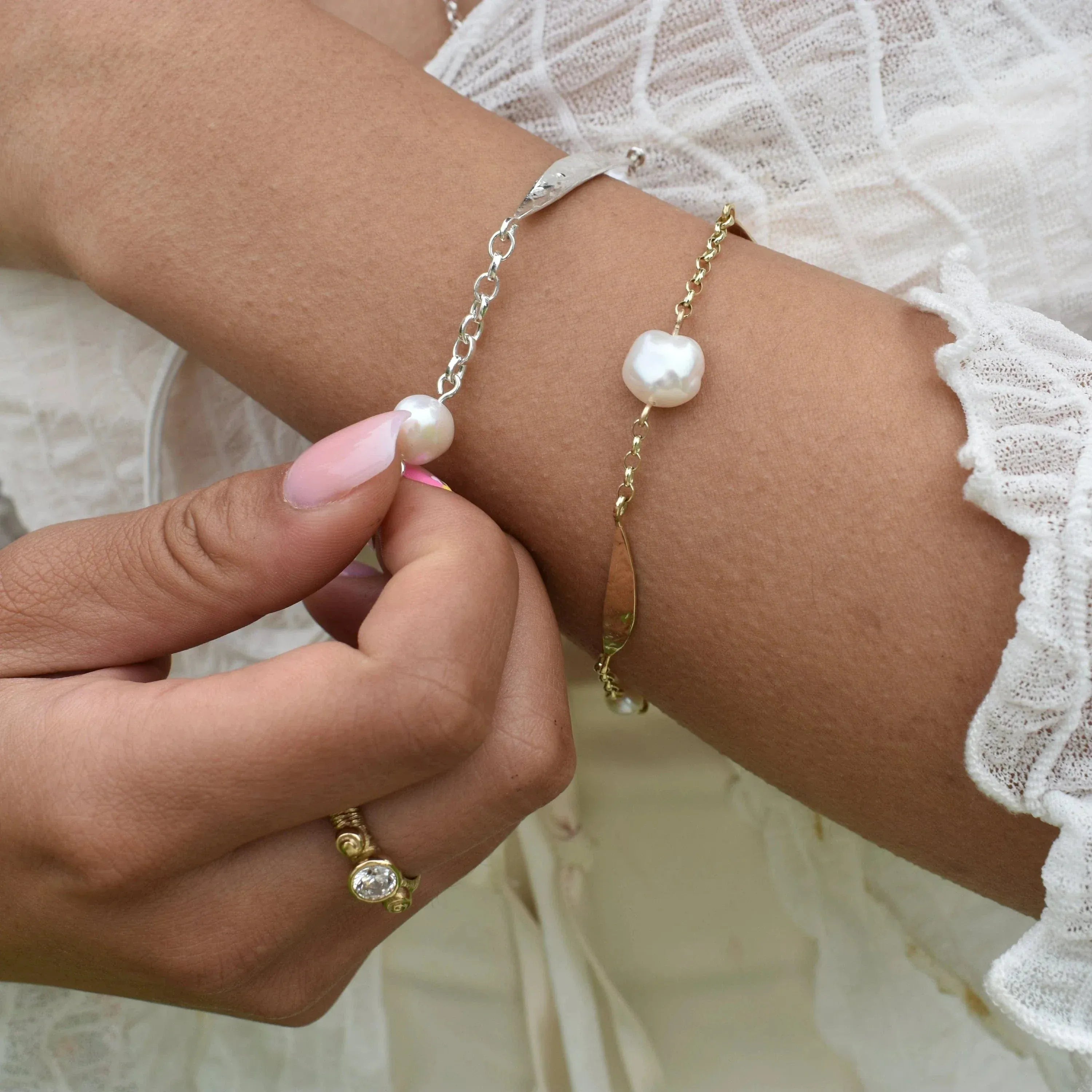 Martina Hamilton Bracelets/Bangles Leaf | Sterling Silver and Pearl Bracelet