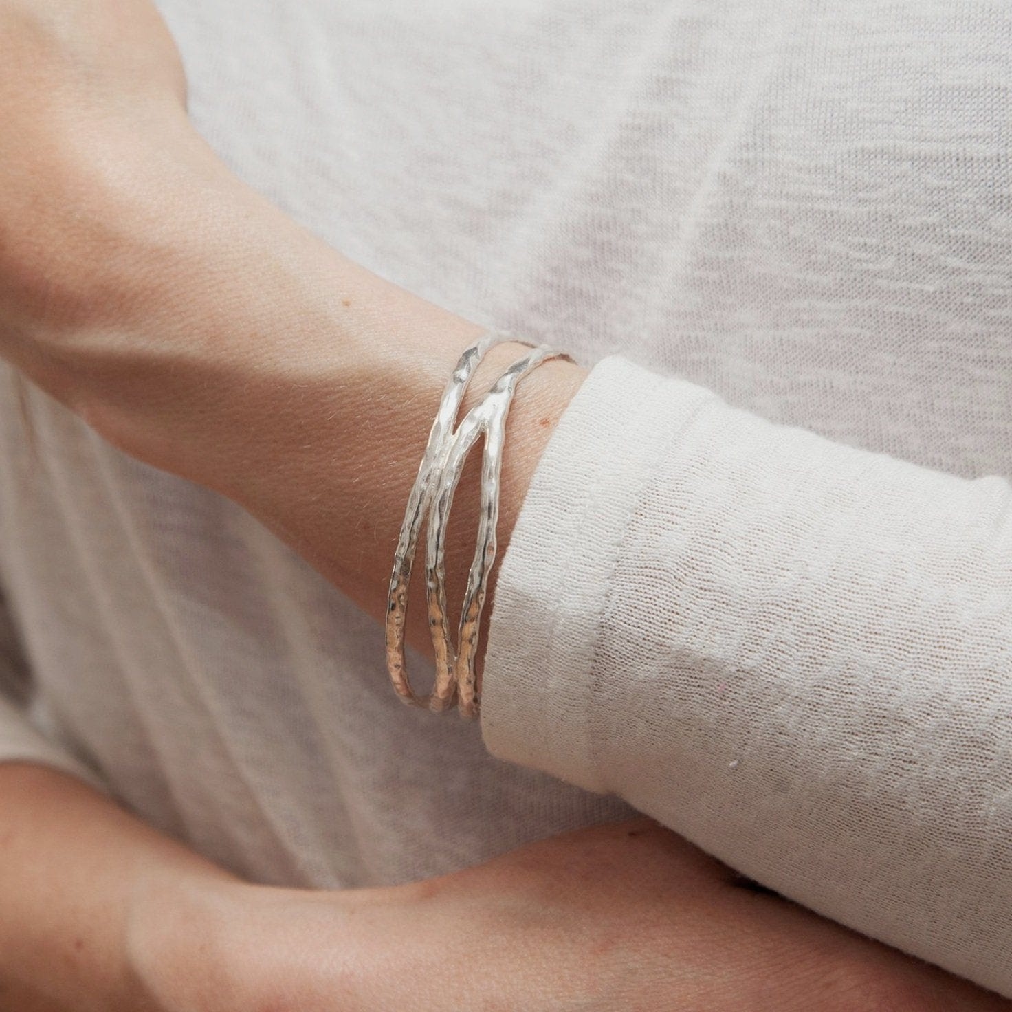 Martina Hamilton Bracelets/Bangles Reflections | Sterling Silver Three Strand Bangle