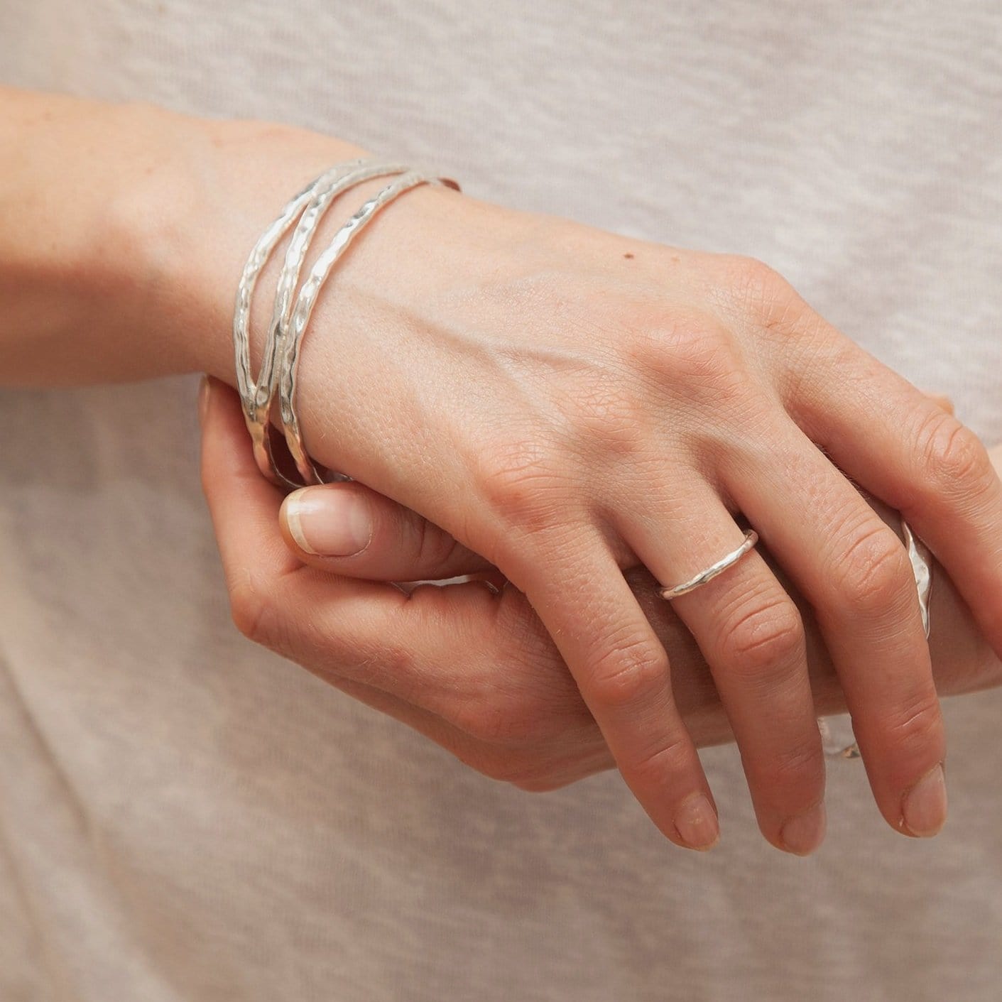 Martina Hamilton Bracelets/Bangles Reflections | Sterling Silver Three Strand Bangle