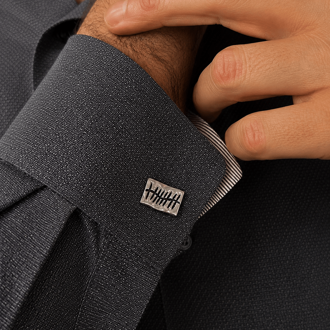 Martina Hamilton Cufflinks Ogham | Sterling Silver Grá Love Cufflinks