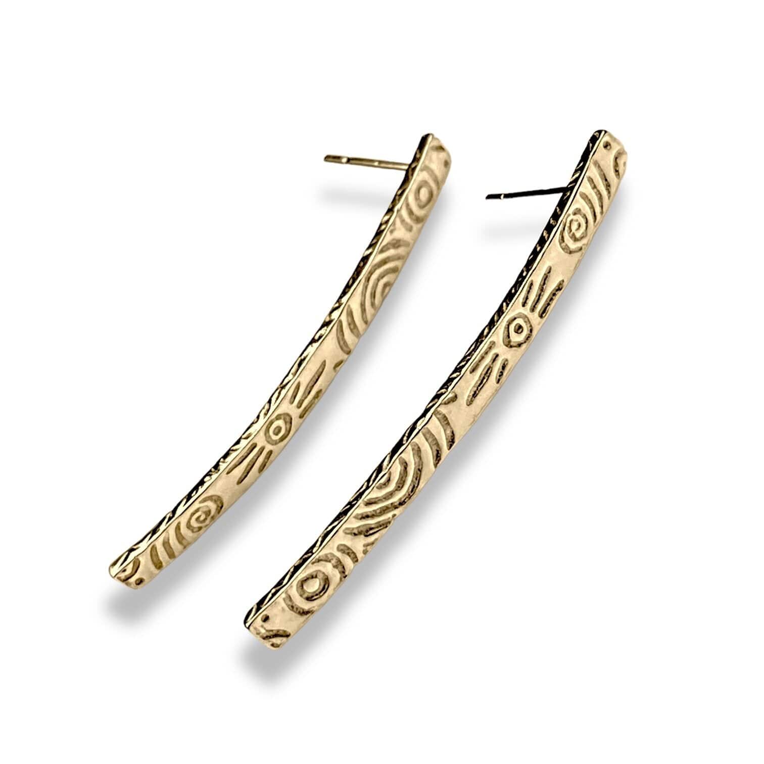 Martina Hamilton Earrings Heaven | 9ct Solid Gold Bar Stud Earrings Large
