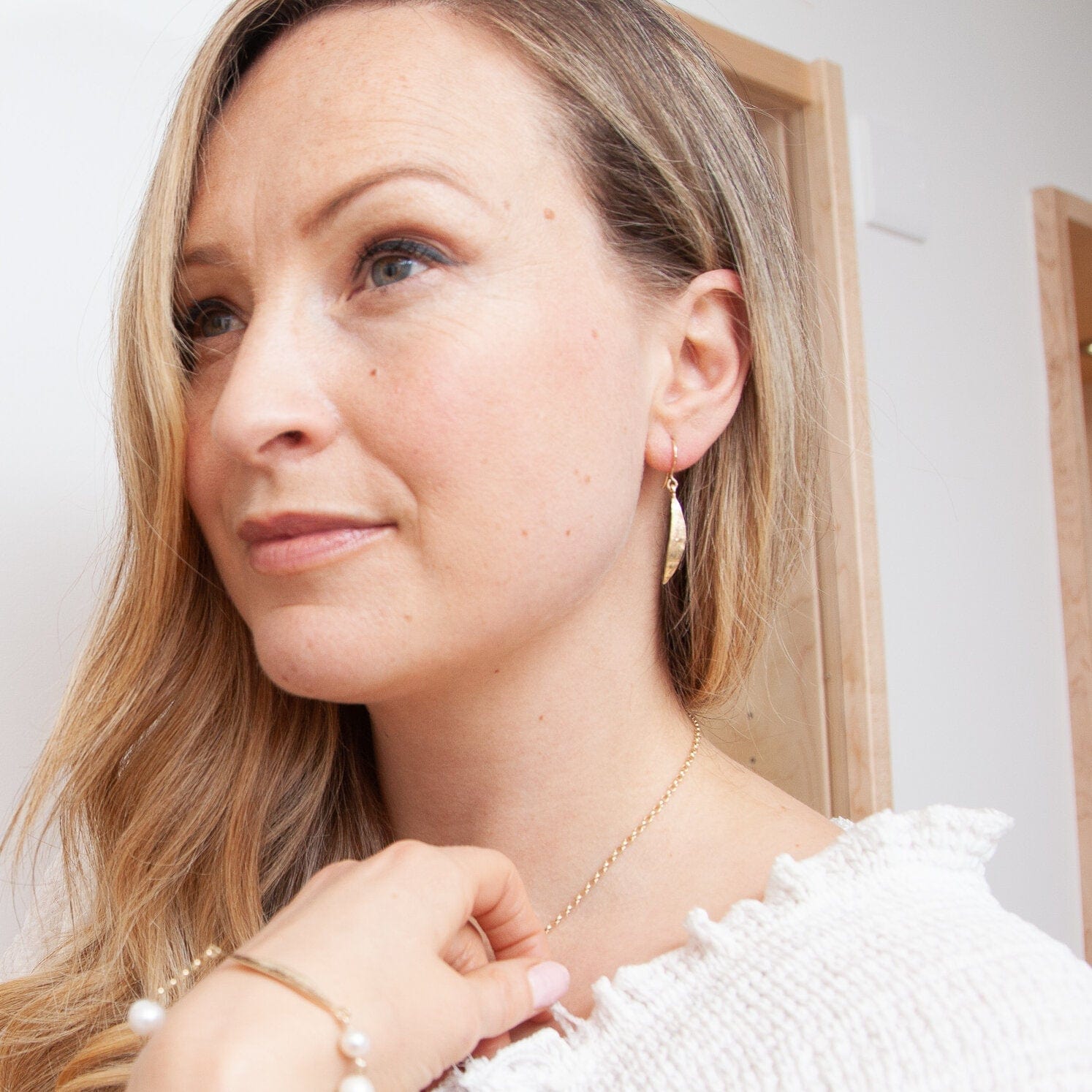 Martina Hamilton Earrings Leaf | 9ct Solid Gold Crescent Drop Earrings