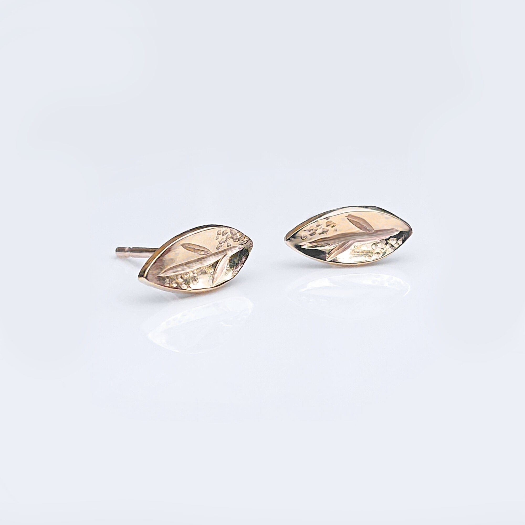 Martina Hamilton Earrings Leaf | 9ct Solid Gold Stud Earrings Petite