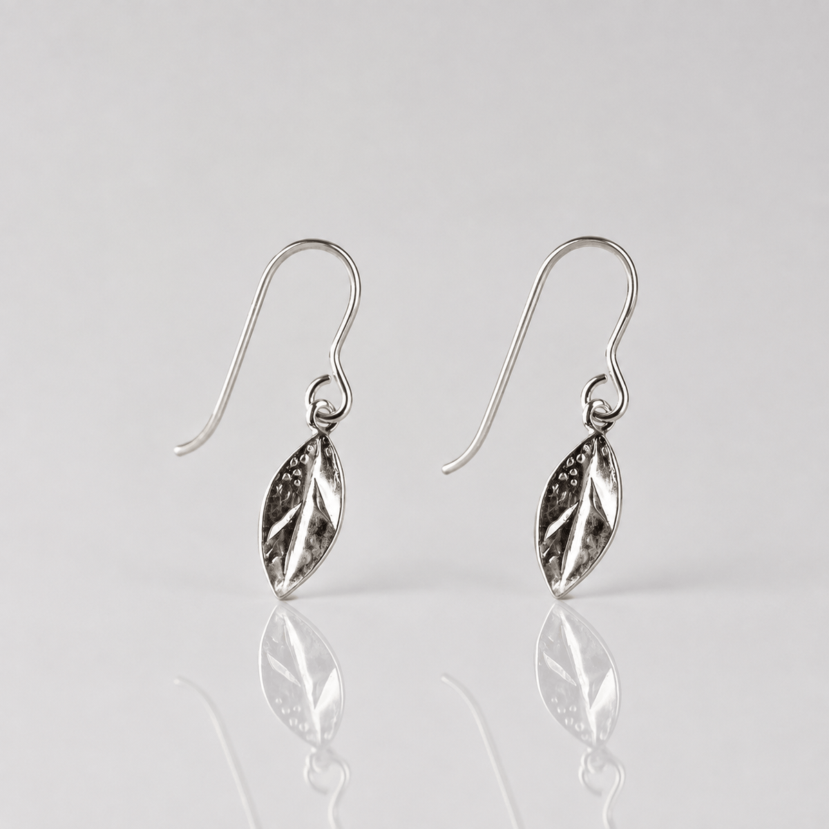 Martina Hamilton Earrings Leaf | Silver Drop Earrings Petite