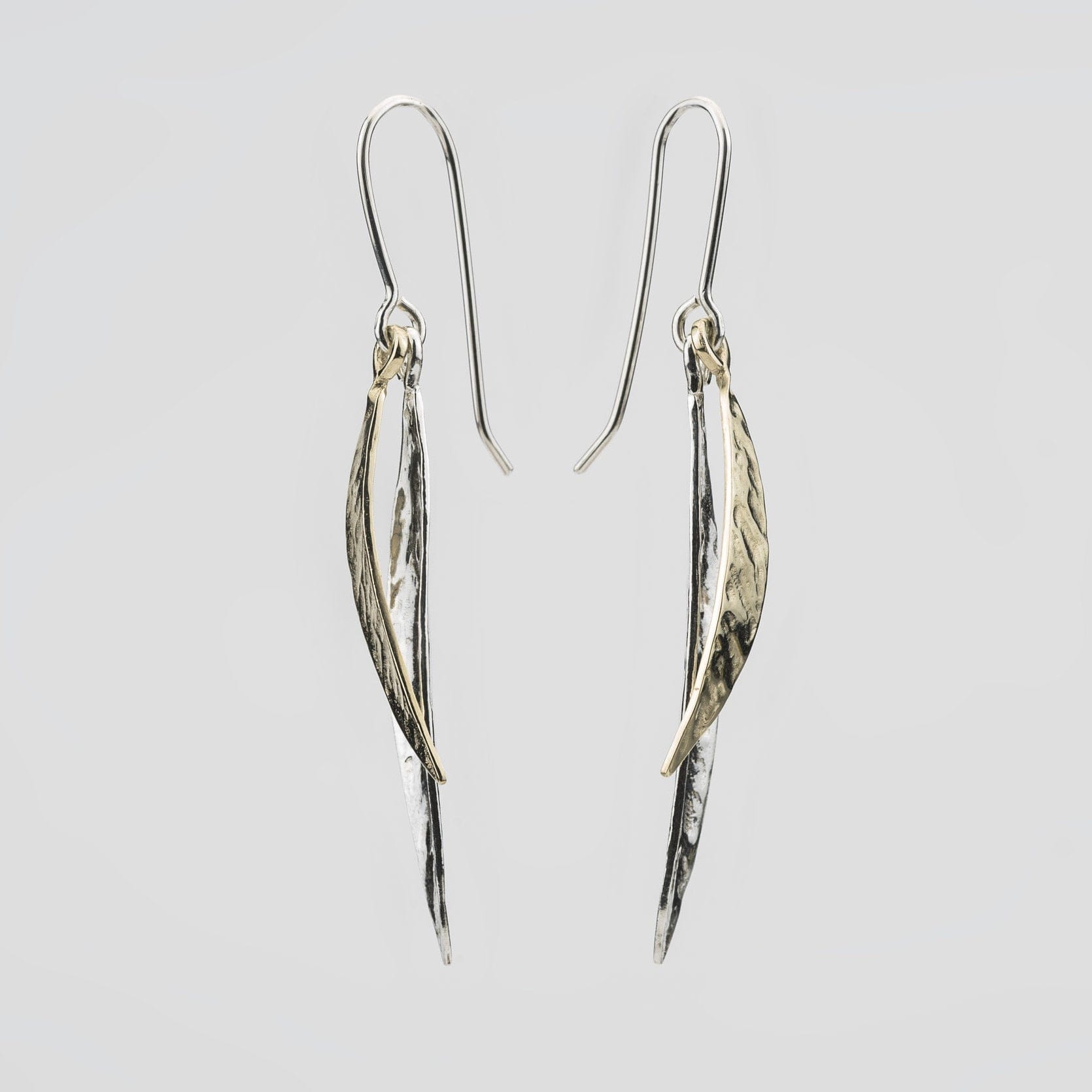 Martina Hamilton Earrings Leaf | Sterling Silver and 9ct Solid Gold Drop Earrings