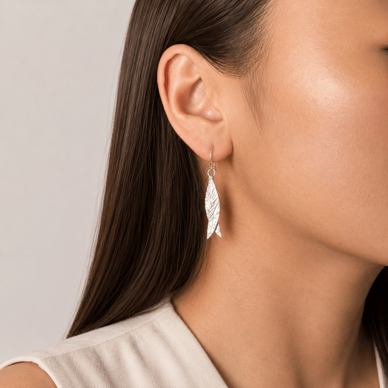 Martina Hamilton Earrings Leaf | Sterling Silver Double Drop Earrings