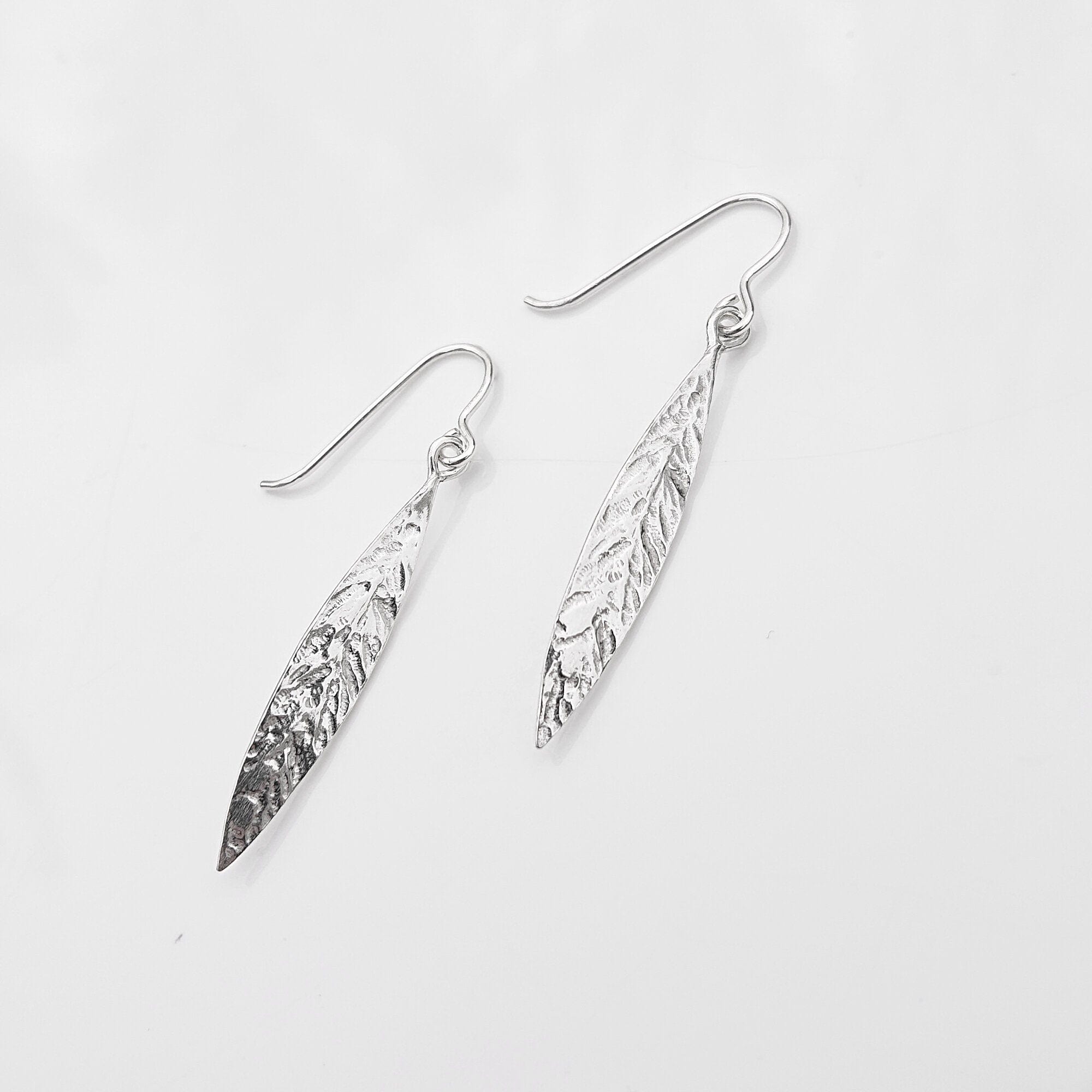 Martina Hamilton Leaf | Sterling Silver Drop Earrings Large