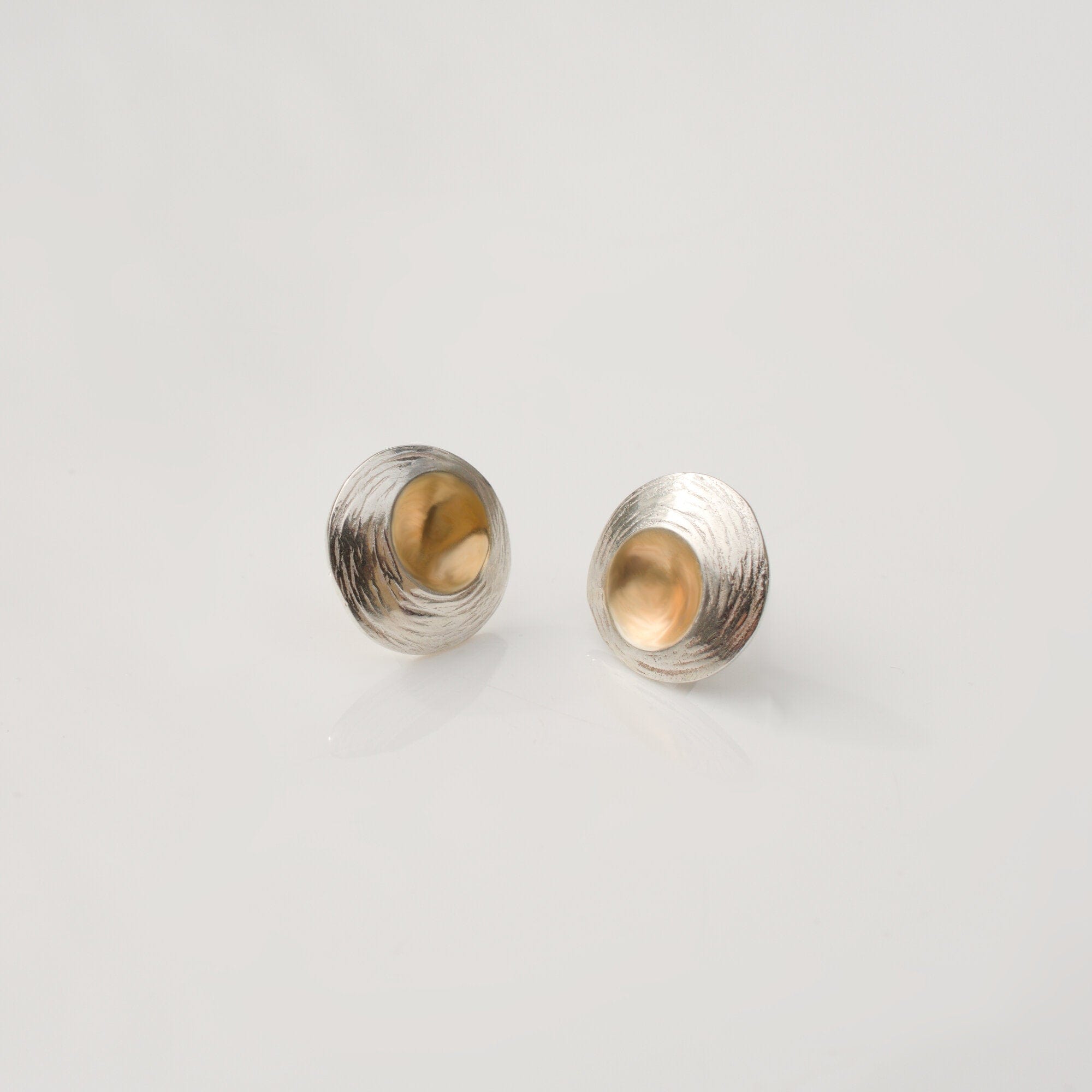 Martina Hamilton Earrings Moon Shell | Sterling Silver and 22ct Gold Plated Stud Earrings Petite