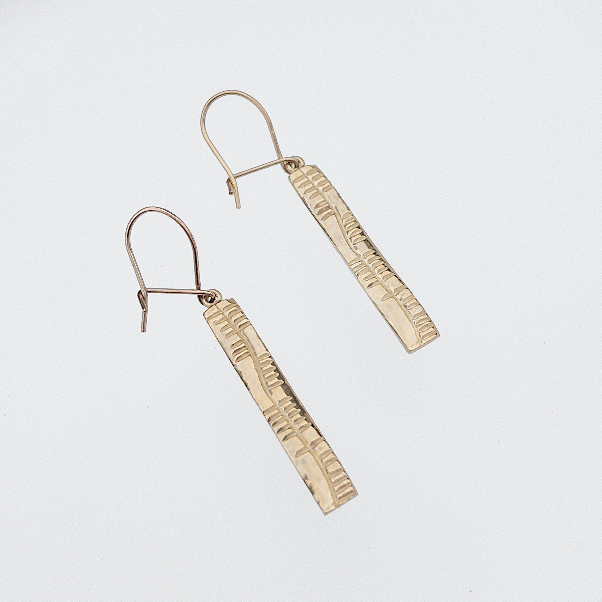 Martina Hamilton Earrings Ogham | 9ct Solid Gold Sláinte Good Health Drop Earrings