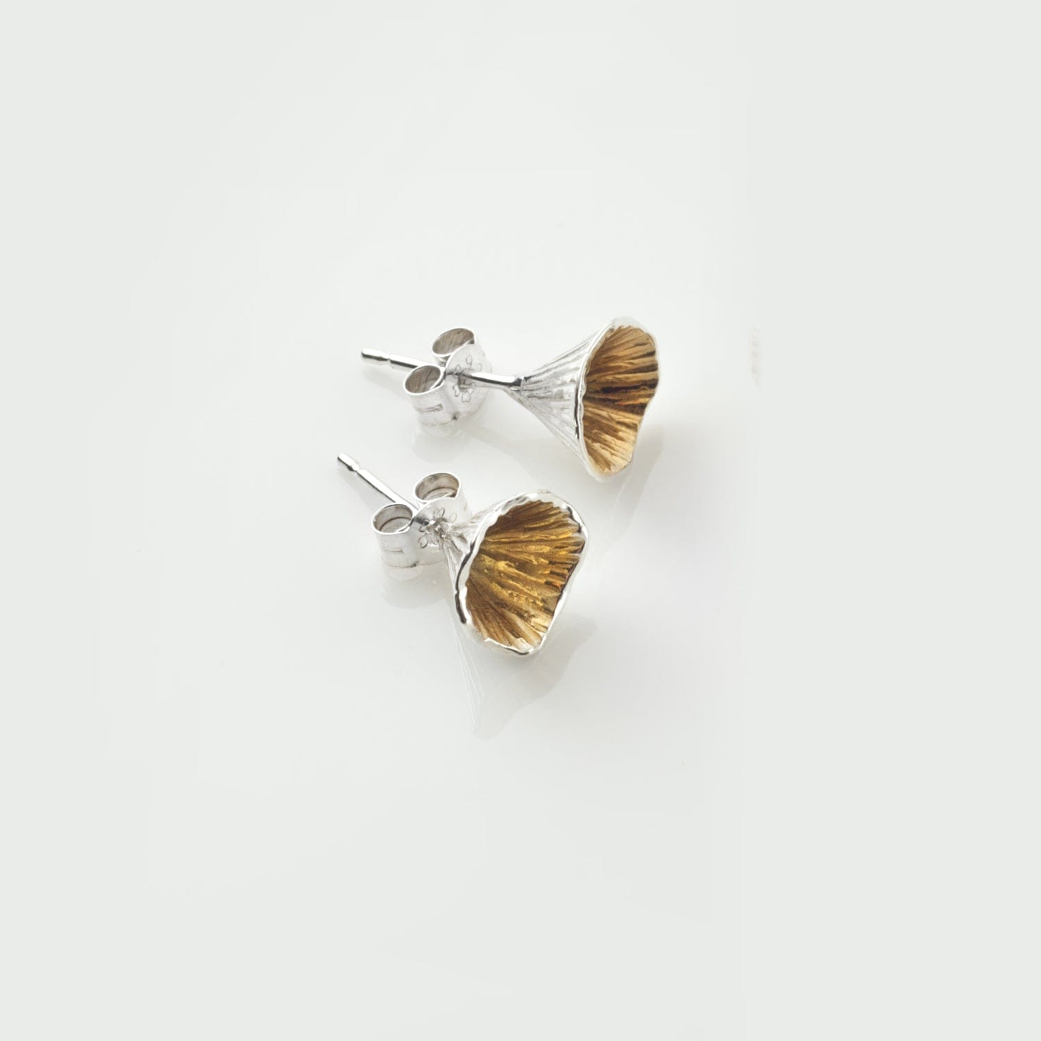 Martina Hamilton Earrings Shell Cone | Sterling Silver and 22ct Gold Plated Stud Earrings Small