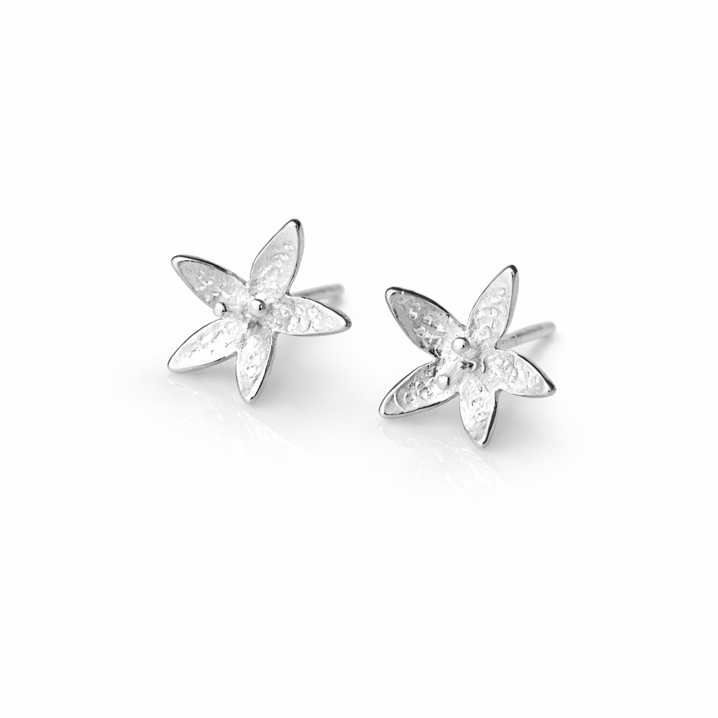 Martina Hamilton Earrings Star Flower | Sterling Silver Stud Earrings Petite