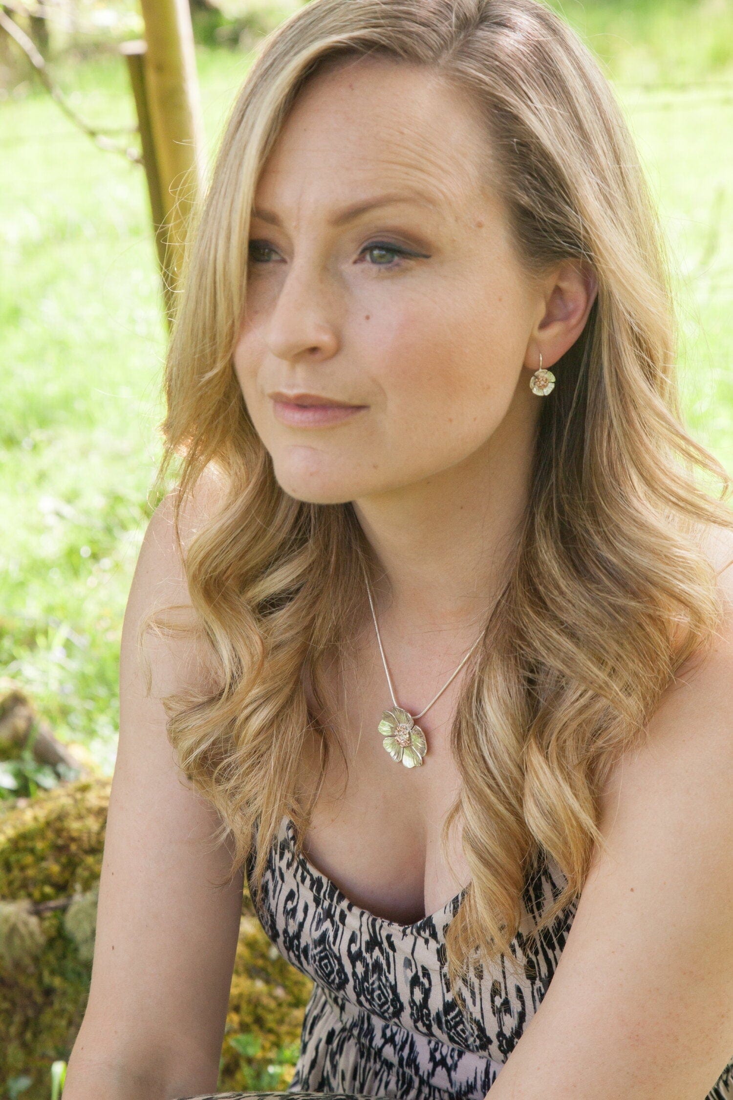 Martina Hamilton Earrings Wild Irish Rose | Sterling Silver and 10ct Solid Rose Gold Drop Earrings Medium