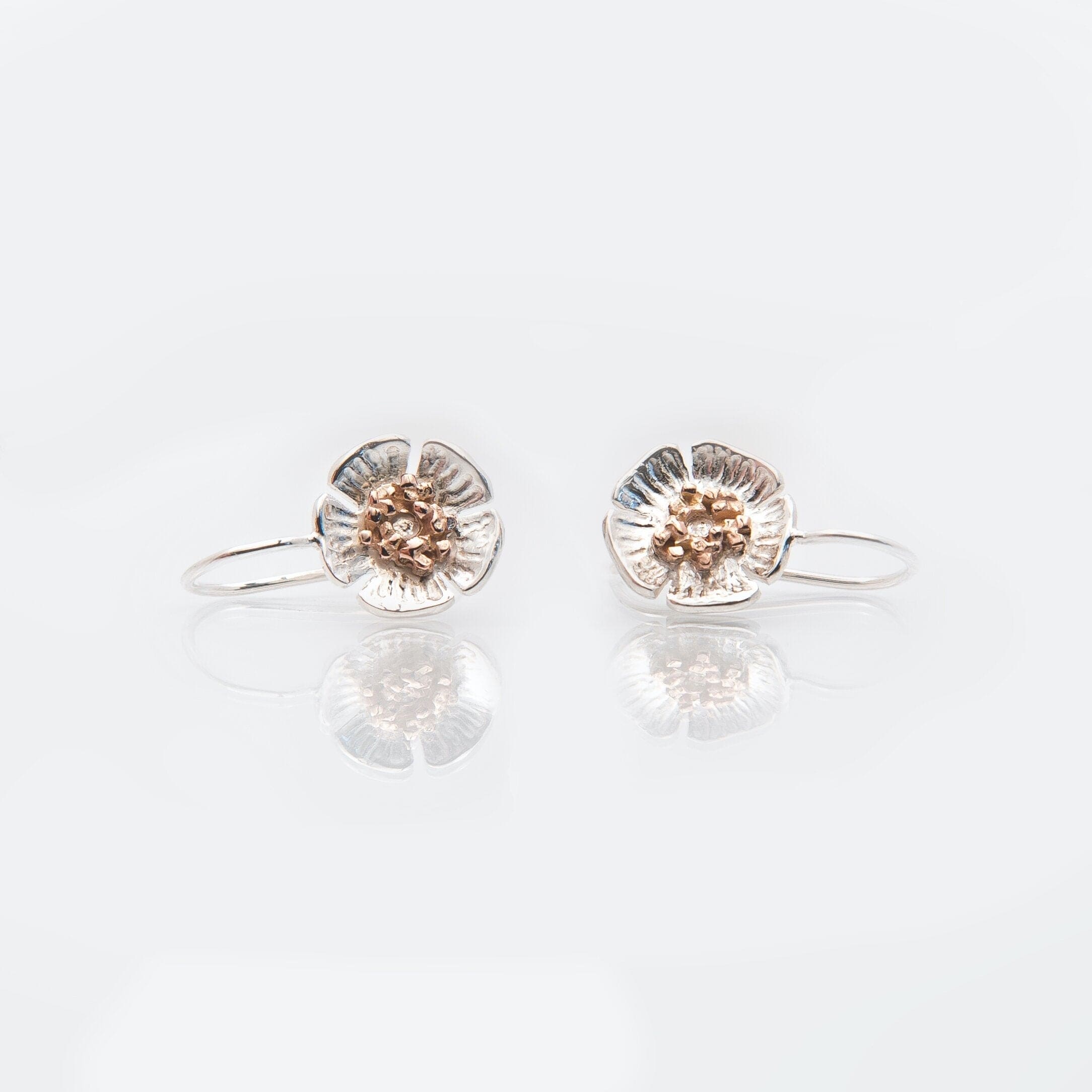 Martina Hamilton Earrings Wild Irish Rose | Sterling Silver and 10ct Solid Rose Gold Drop Earrings Medium