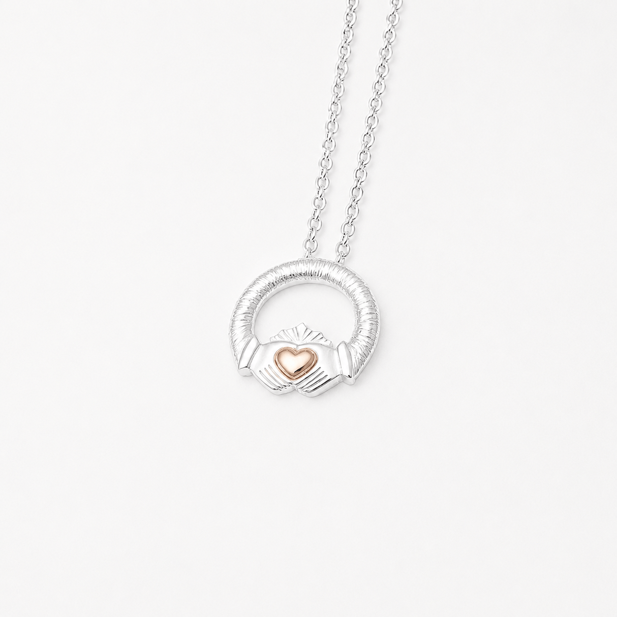 Martina Hamilton Pendants/Necklaces Ériu | Claddagh Sterling Silver with Solid Rose Gold Heart Pendant