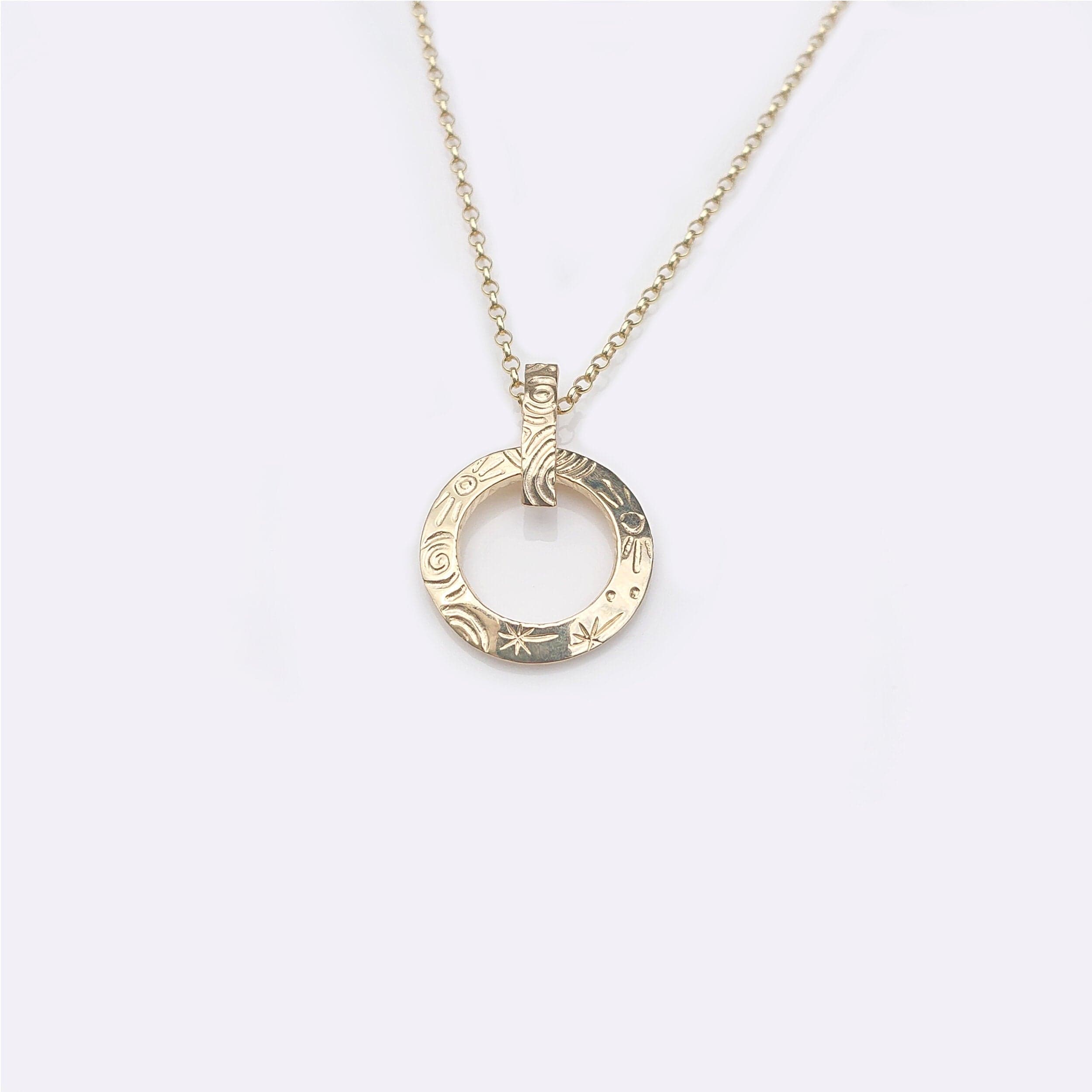 Martina Hamilton Pendants/Necklaces Heaven | 9ct Solid Gold Circle with Bar Pendant