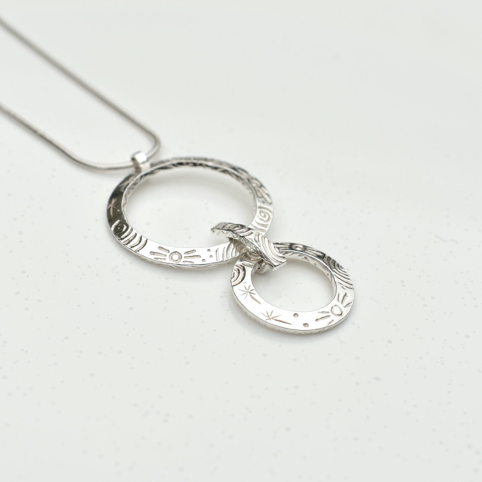 Martina Hamilton Pendants/Necklaces Heaven | Sterling Silver Double Circle with Bar Pendant