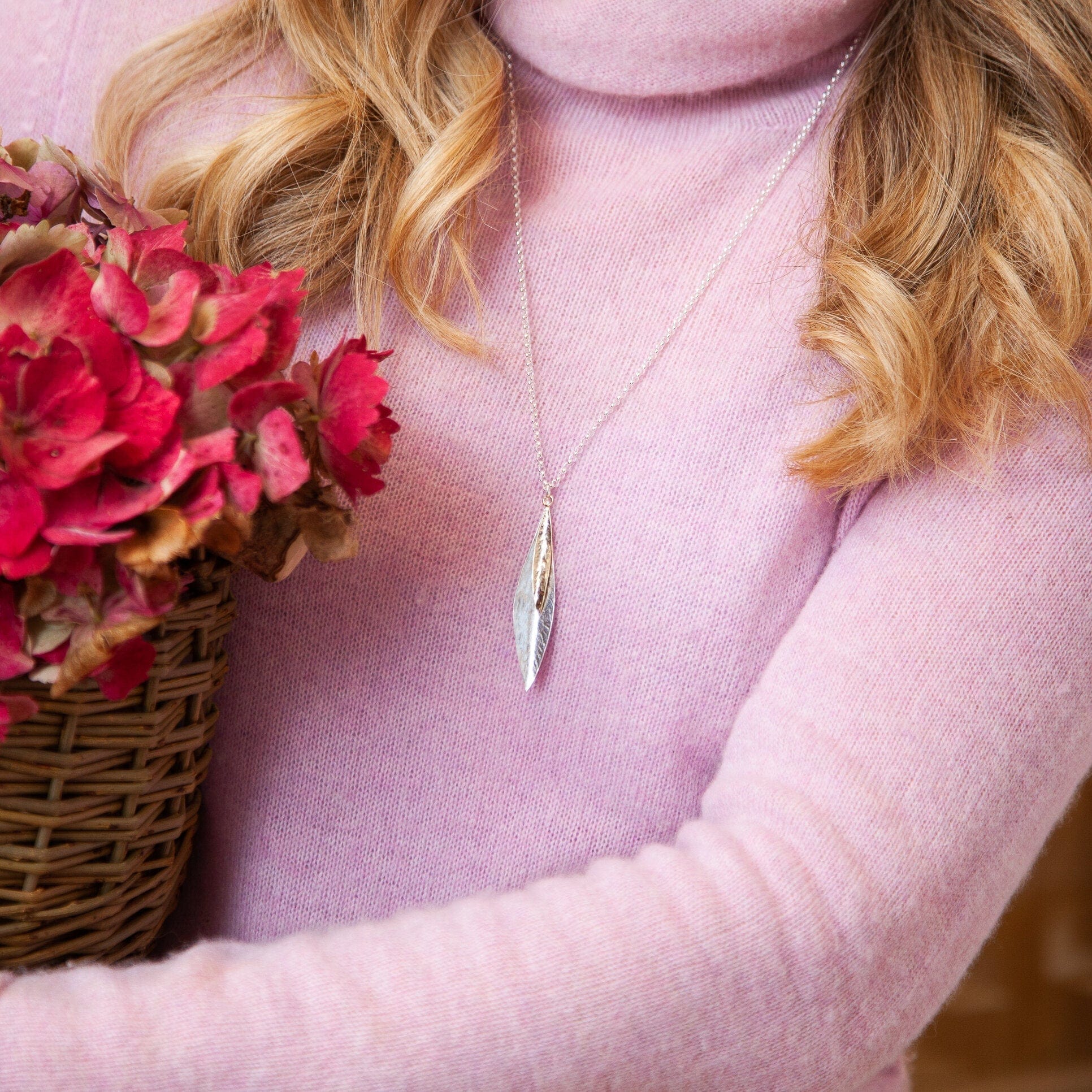 Martina Hamilton Leaf | Sterling Silver and 9ct Solid Gold Pendant Signature