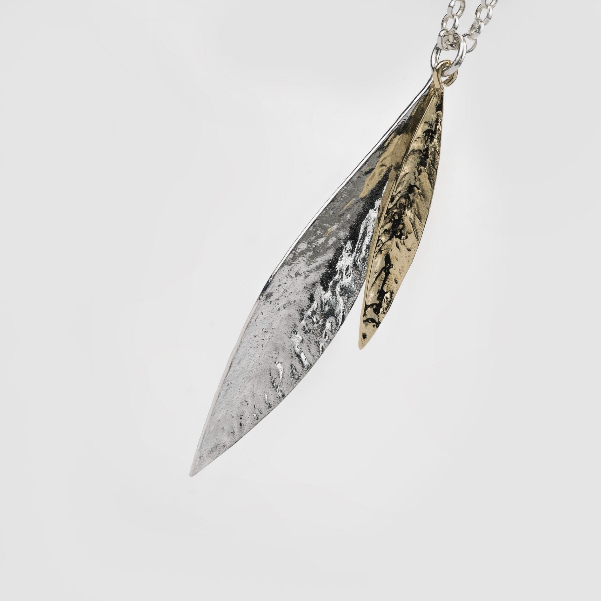 Martina Hamilton Pendants/Necklaces Leaf | Sterling Silver and 9ct Solid Gold Pendant Signature
