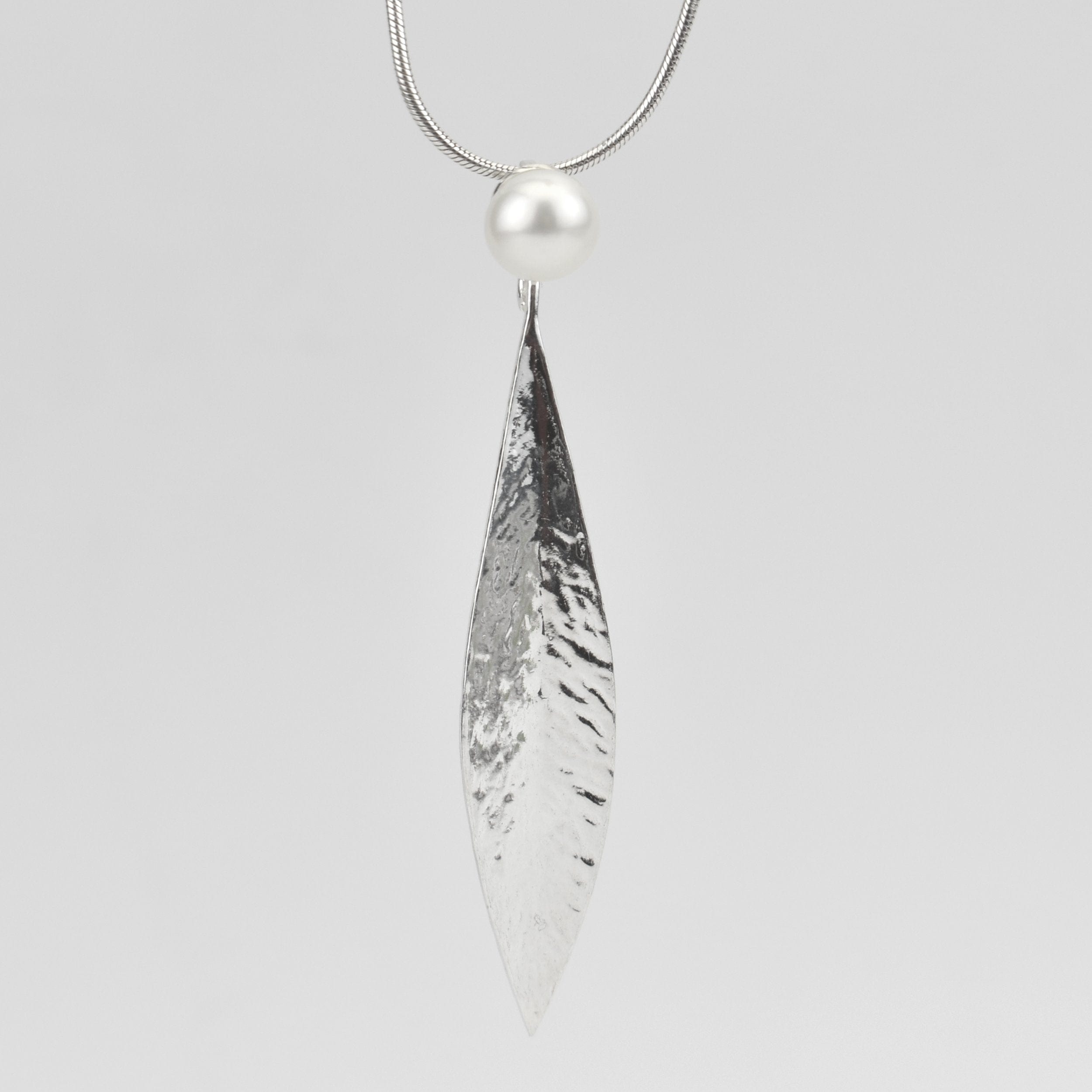 Martina Hamilton Leaf | Sterling Silver and Pearl Pendant Signature