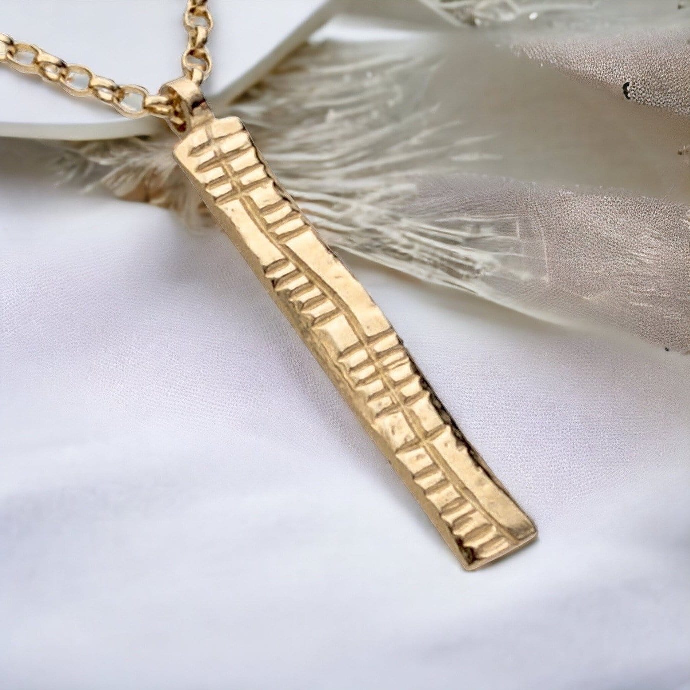 Martina Hamilton Pendants/Necklaces Ogham | 9ct Solid Gold Sláinte Good Health Pendant