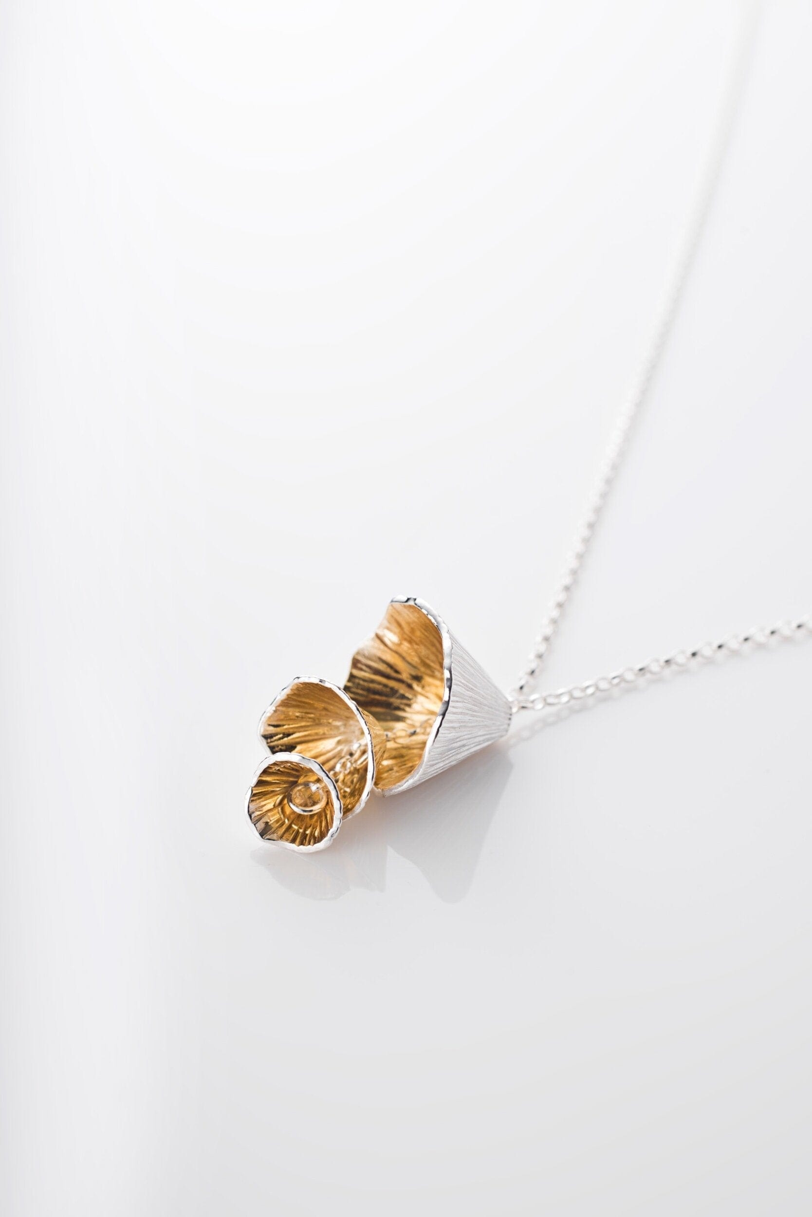 Martina Hamilton Shell Cone | Sterling Silver and 22ct Gold Plated Triple Pendant Statement