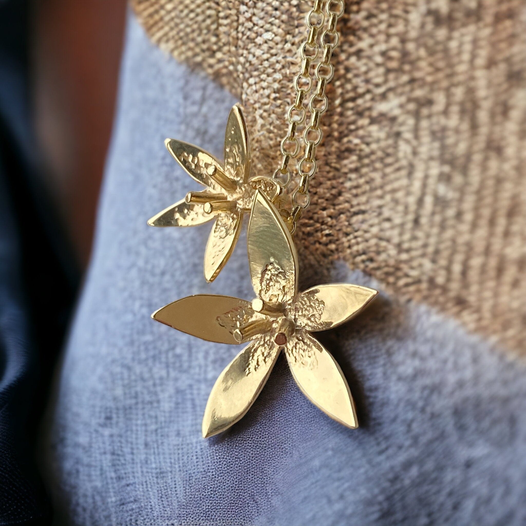 Martina Hamilton Pendants/Necklaces Star Flower | 9ct Solid Gold Double Floral Pendant