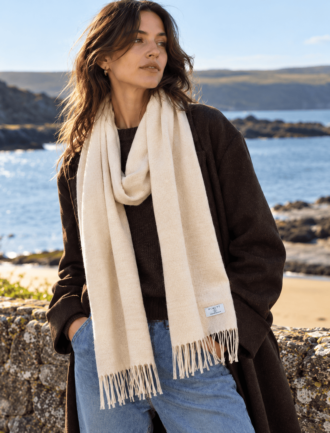 McNutt Scarves Scarves Herringbone Scarf | Natural Toned Linen