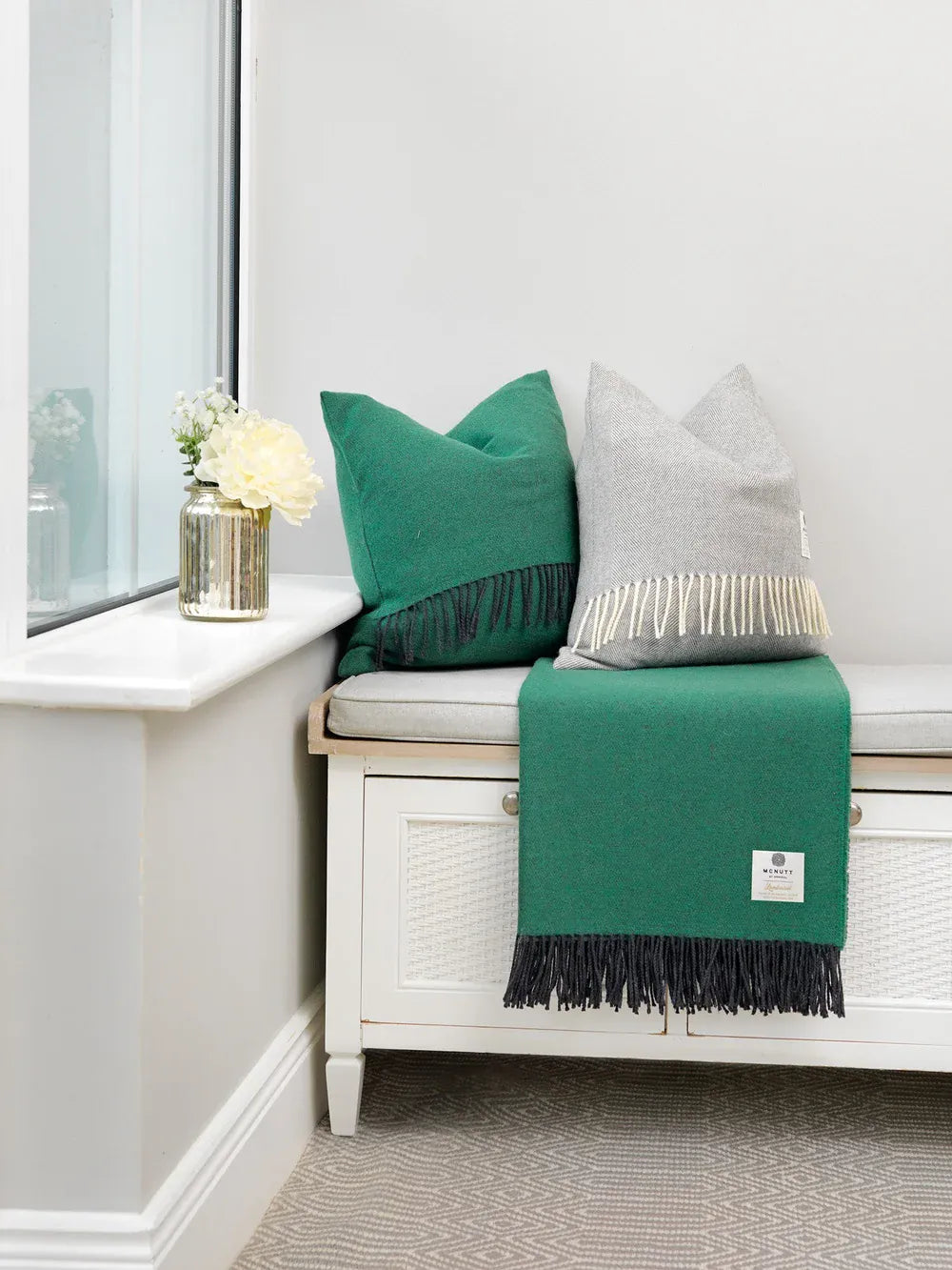 McNutt Throws & Blankets Merino Reversible Throw | Emerald