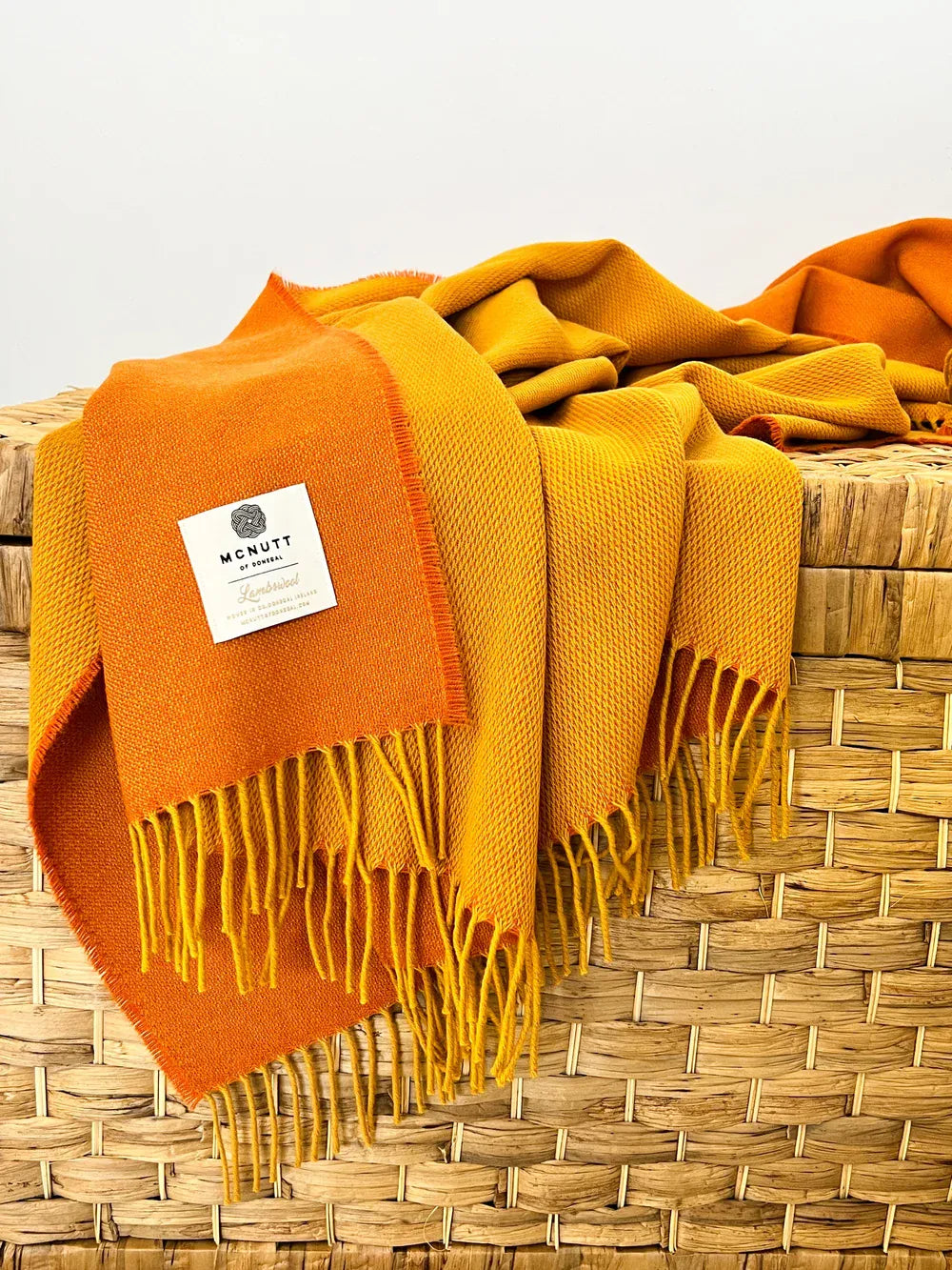 McNutt Throws & Blankets Merino Reversible Throw | Orange Mustard