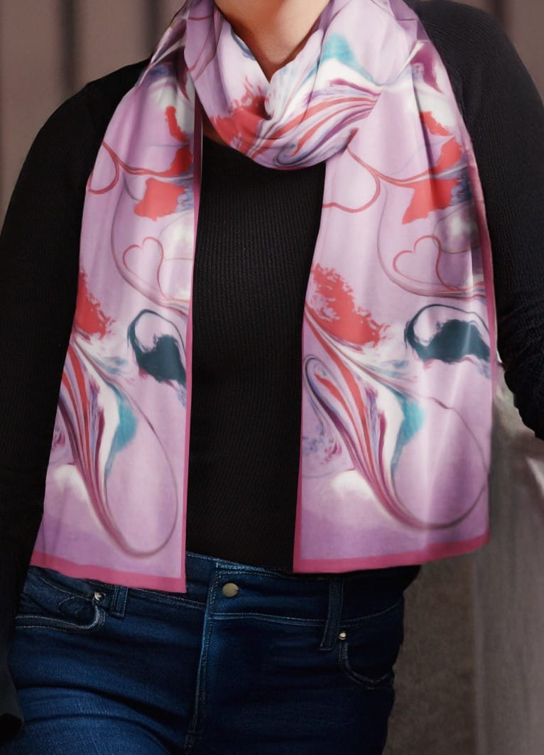 Meab Enamels Scarf Pale Pink Heart | Silk Scarf