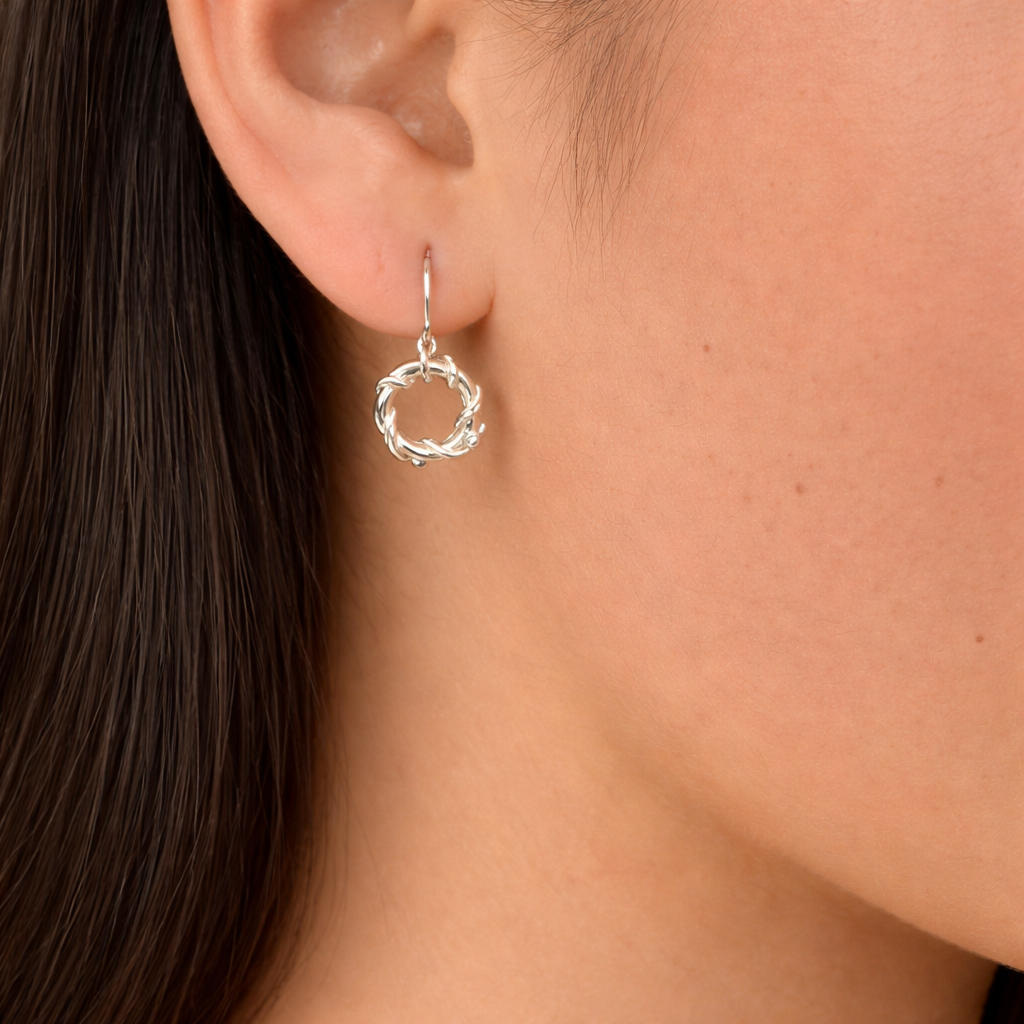 Nebula | Sterling Silver Circle Drop Earrings Petite