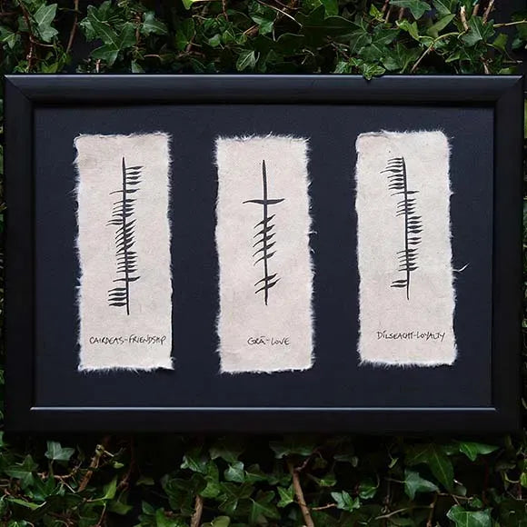 Ogham Wish Friendship, Love, Loyalty | Framed Artwork