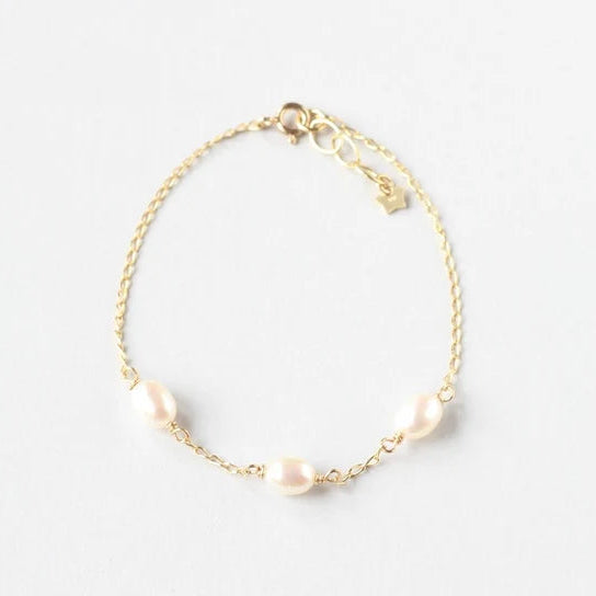 Beaded Gold Bracelet | Mother of Pearl