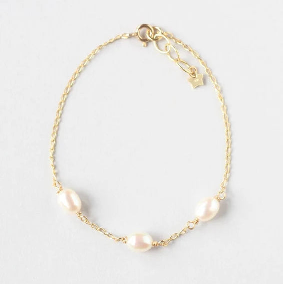 Beaded Gold Bracelet | Mother of Pearl