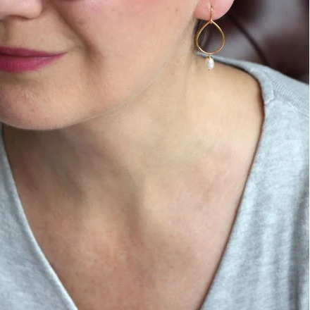 Gold Tear Drop Earrings | Mother of Pearl