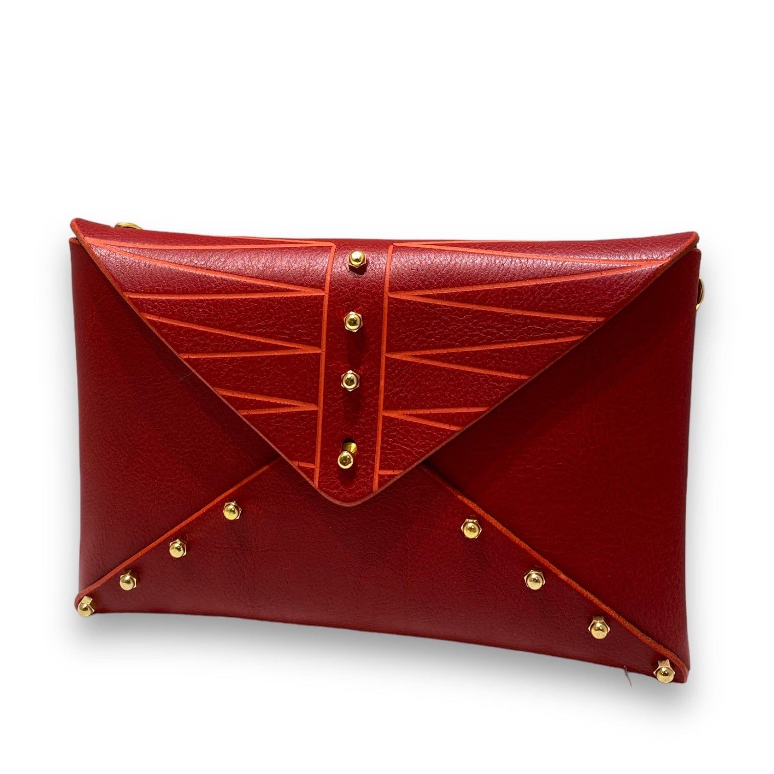 Etched Envelope Bag | Cherry Red Cowhide