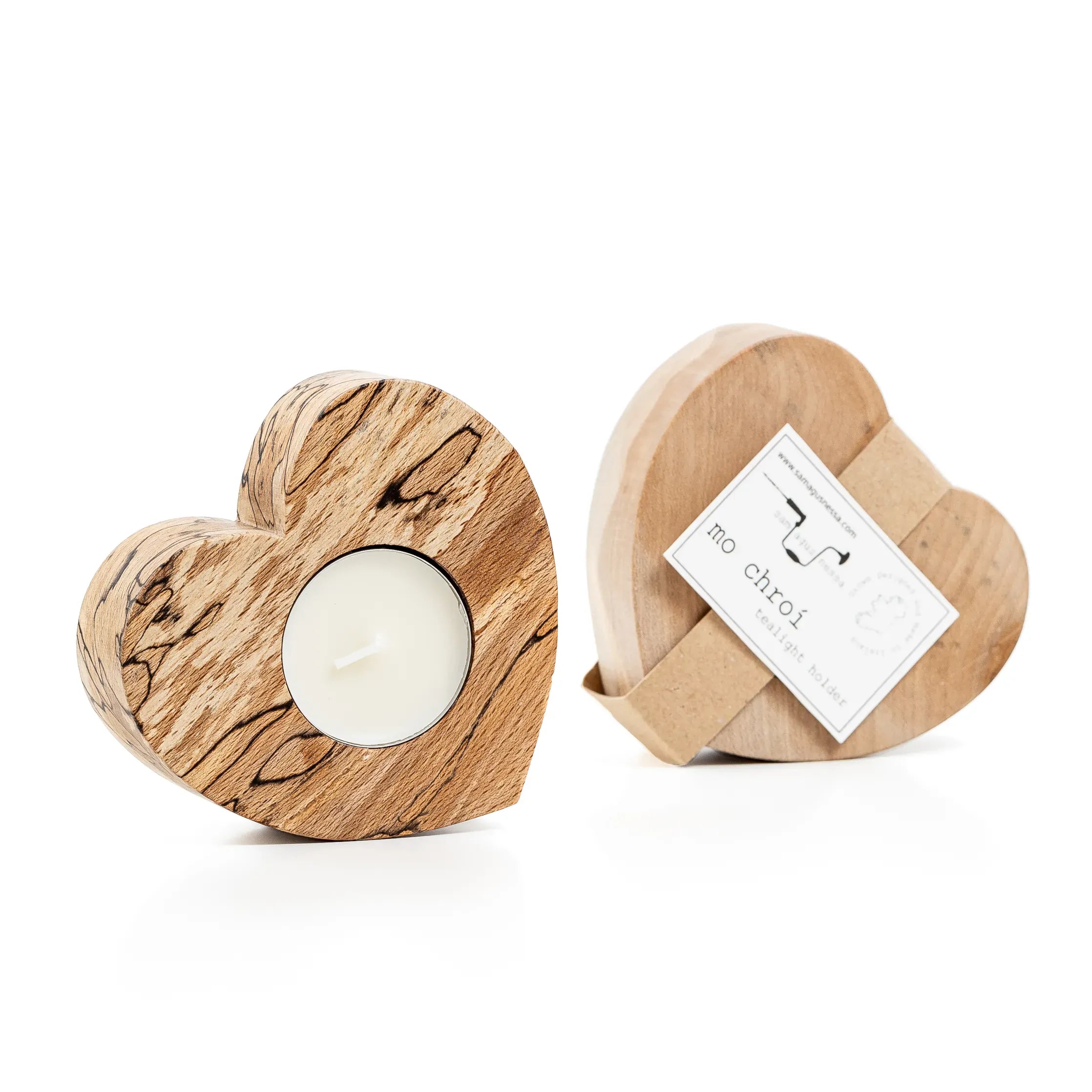 Sam Agus Nessa Mo Chroí Heart | Tea Light Wooden Holder