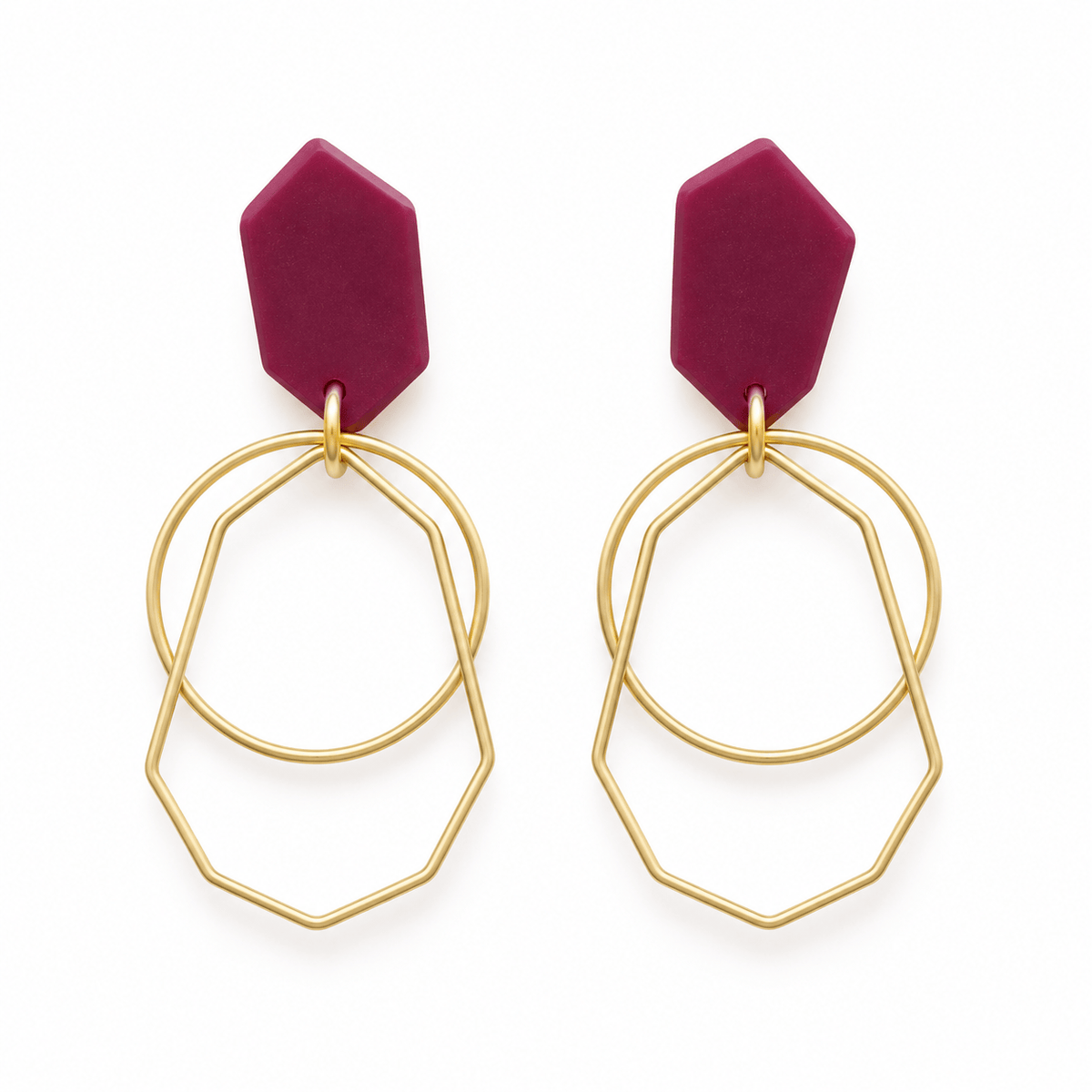 Studio Canty Earrings ANGLE Dangle Earring | Burgundy & Gold