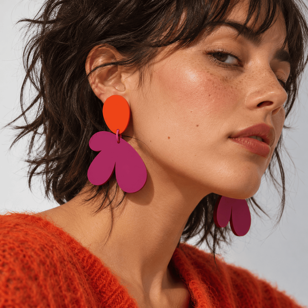 Studio Canty Earrings BLOOM | Burgundy & Orange