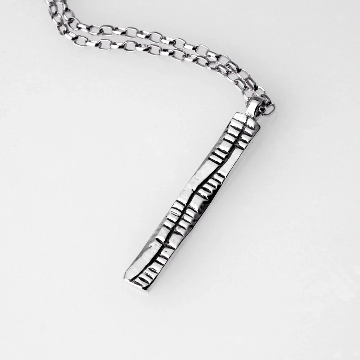The Cat & The Moon Ogham - Sterling Silver Sláinte Pendant - Narrow