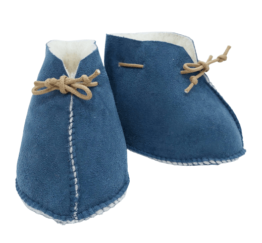 Yoko Wool Baby Booties | Blue Velour