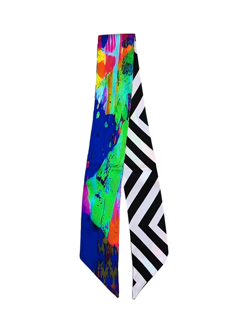 Small Double Sided | Chevron Silk Twilly Scarf