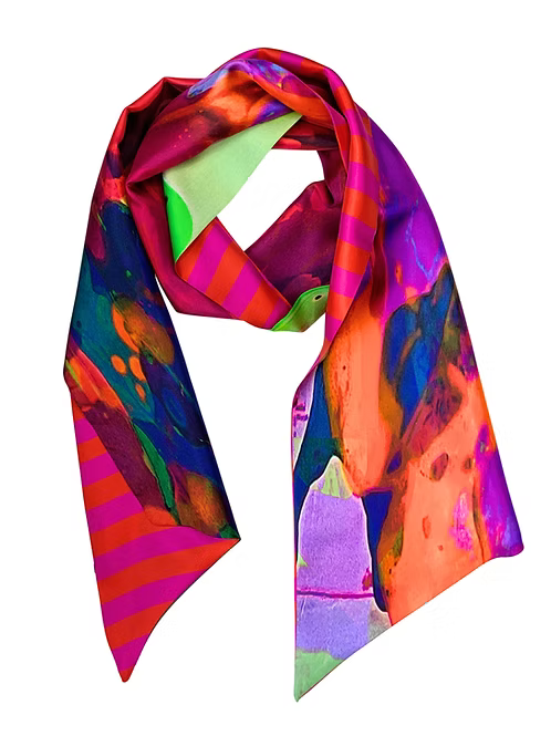 Large Double Sided | Pink Silk Twilly Scarf